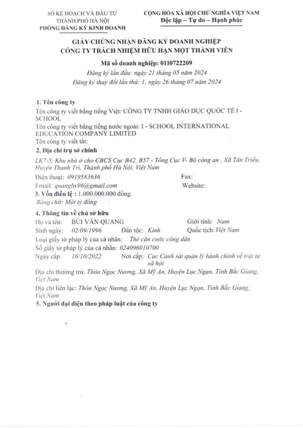 Giấy Phép Hoạt Động Kinh Doanh